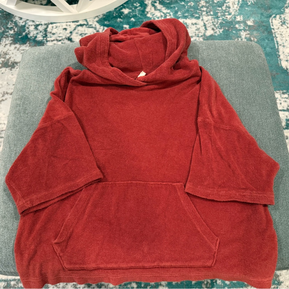 GAP Rust Red Short-Sleeve Hooded Sweatshirt